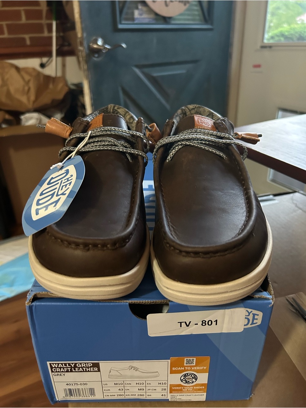 Hey Dude Men's Boat Shoes in Dark Brown with Cream Soles
